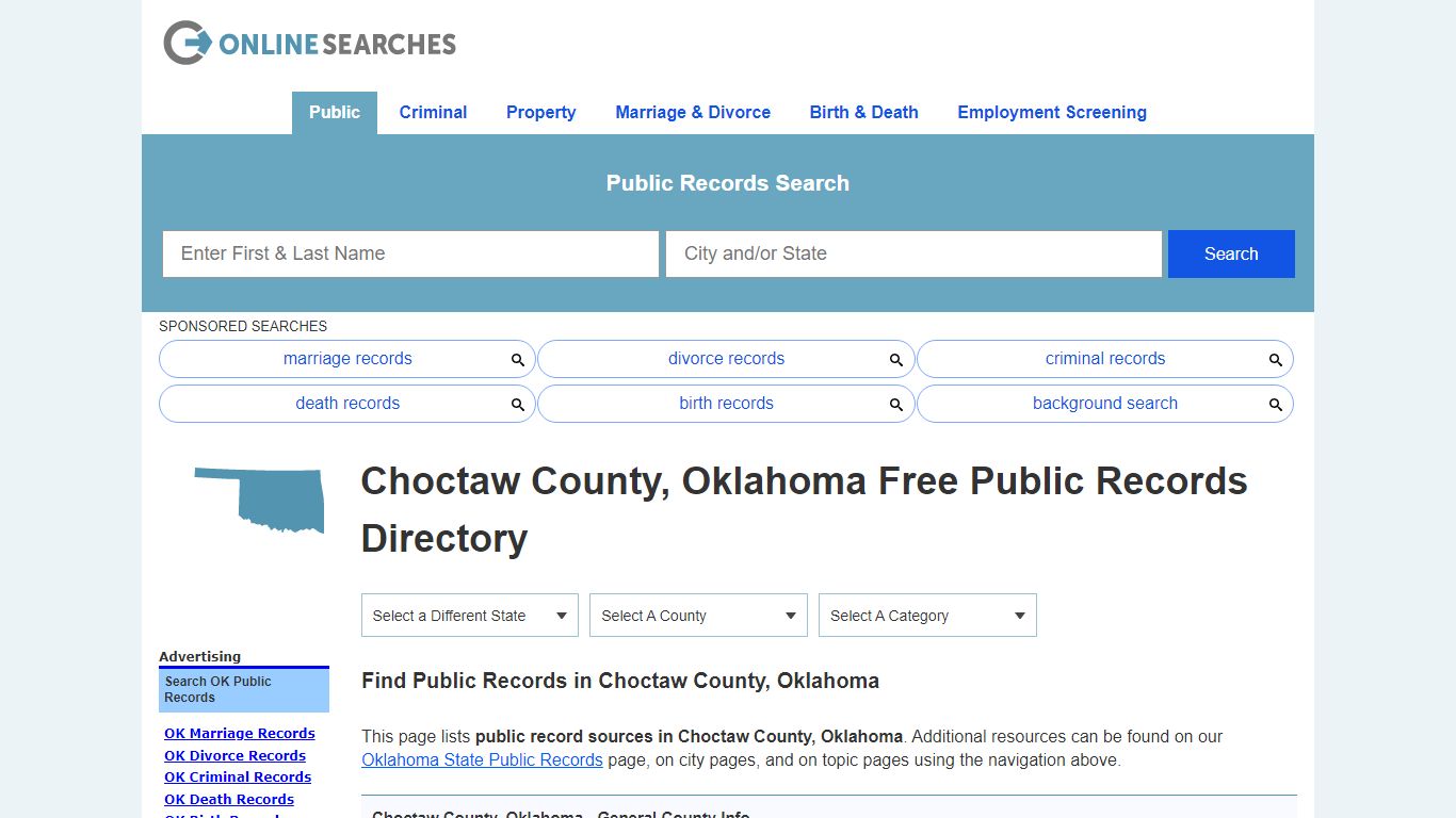 Choctaw County, Oklahoma Public Records Directory