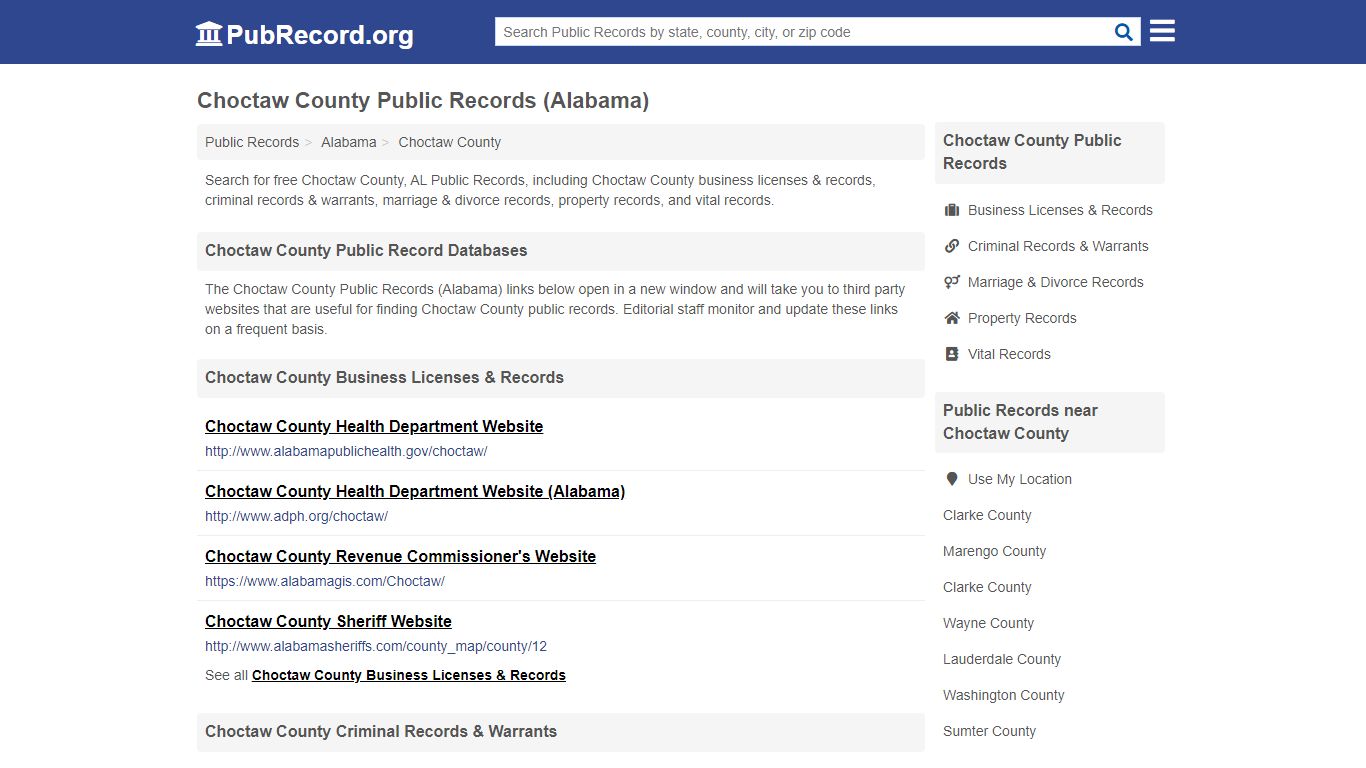 Free Choctaw County Public Records (Alabama Public Records) - PubRecord.org