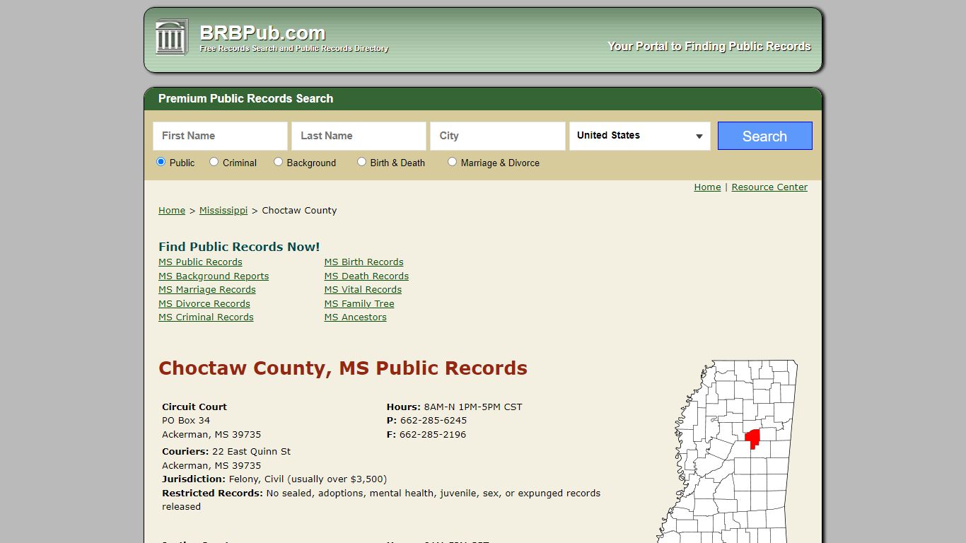 Choctaw County Public Records | Search Mississippi Government Databases